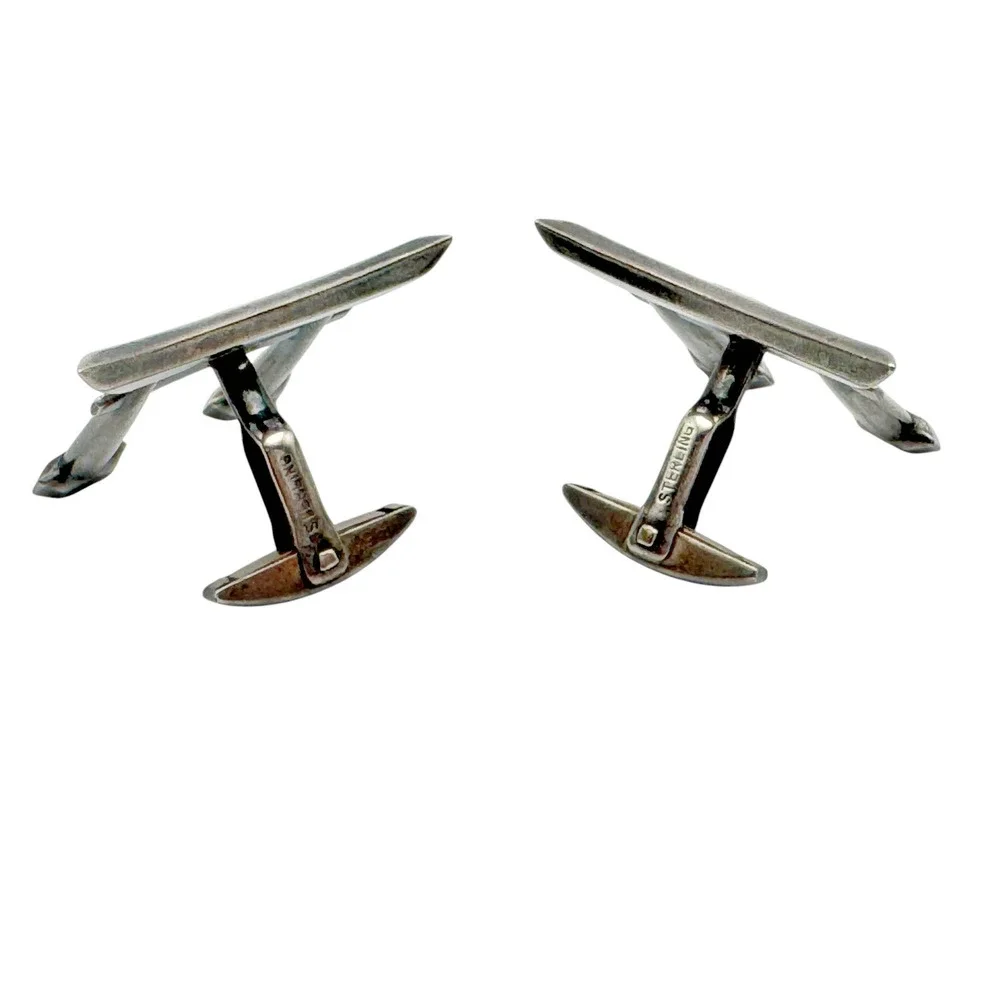 Vintage Sterling Silver Large Torii Gate Cufflinks Made In Japan